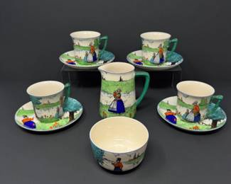 56 JohnMaddockSonsHandPaintedTeaSetCupsSaucersCreamer
