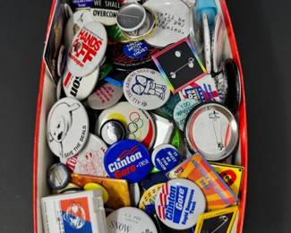 60 LargeMixedLotVintageModernPoliticalActivismNoveltyPins