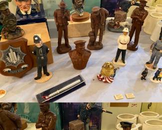 assorted police figures; Vanmark, wood carved and others