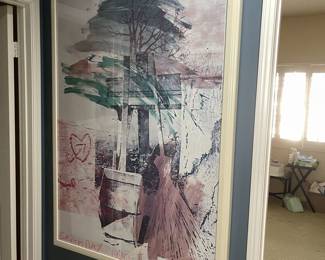 Hand Signed Robert Rauschenberg Print Robert Rauschenberg (American, 1925-2008),"Earth Day," 1990, color silkscreen and color pochoir on wove paper, pencil signed, dated, and editioned  lower right,published by Gemini G.E.L. Los Angeles, CA, sheet: 64.25"h x 42.75"w, overall (with frame): 67"h x 45.5"w