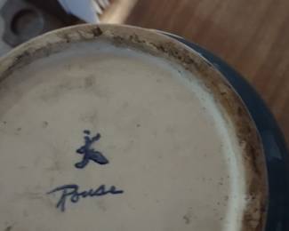 MID CENTURY MODERN RODNEY ROUSE CHINESE BLUE GLAZED TRENTON POTTERY VASE