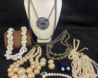 Les Bernard Faux Pearl Necklace And Earrings Other Jewelry