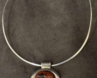 Taxco Sterling Choker And Stone Pendant