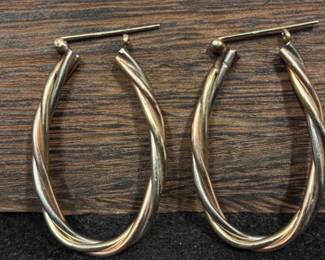 14K Gold Triple Twist Hoop Earings