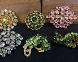 Eisenberg Vogue Crystal Brooches