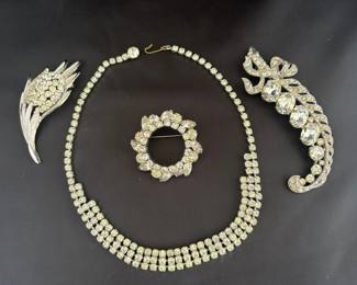 Weiss Rhinestone Necklace Trifari Brooch Others