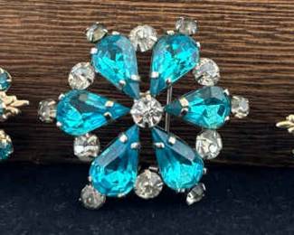 Blue Crystal Brooches