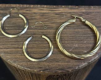 14K Gold Hoops For Repair AndOr Repurpose