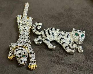 Articulated Panther Shoulder Pin And Brooch