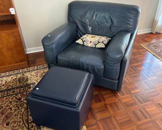 Leather Chair & Ottoman 