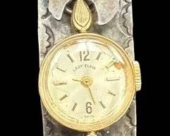Sterling Silver Band 14k Gold Watch Case 35.67g