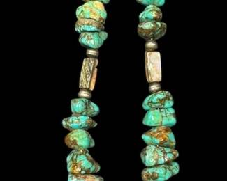 Chunky Turquoise Native Sterling Necklace 128g