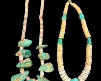 2 Turquoise Shell Necklaces 210.52g