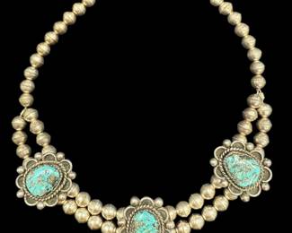 Native Sterling And Turquoise Necklace 66g 