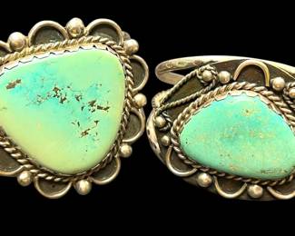 2 Native Sterling And Turquoise Cuffs 161.15g
