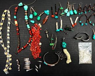 Native Sterling And Turquoise Damaged Jewelry And Jewelry Making Supplies 262g
