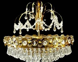 1970s Danish Brass Chandelier 
