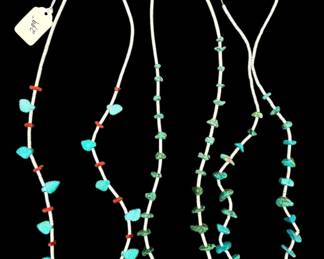 Native Sterling And Hand Carved Turquoise Necklaces 103g