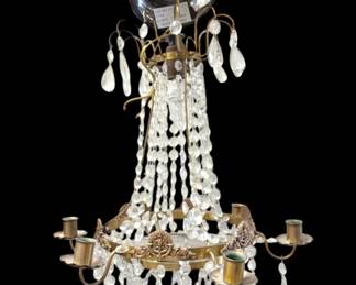 Small Chandelier With Blue Glass Bottom