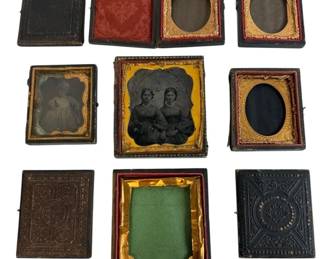 Antique Victorian Daguerreotype Portraits Brass Frames 