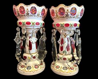 Czech Bohemian CuttoCranberry Glass Lusters