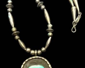 Native Sterling And Turquoise Necklace 76g