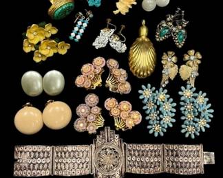 Vintage Pastel And Floral Costume Jewelry