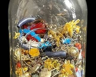 Mason Jar With Mystery Costume Jewelry 