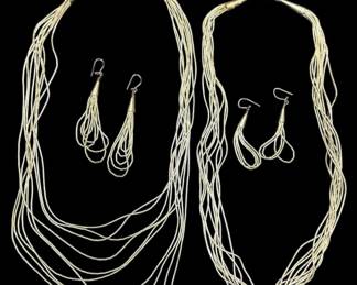 Native Sterling Beaded Necklaces With Matching Earrings 92g