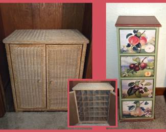 Rattan Cupboard and Small Chest of Drawers 