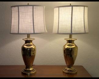 Pair of Heavy Brass Lamps