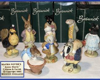 Beswick Beatrix Potter Figurines; all with their Boxes