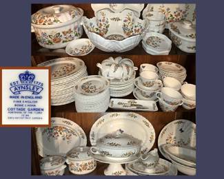 Very Large Set of Aynsley England Cottage Garden China; Some Unusual Pieces Included 
