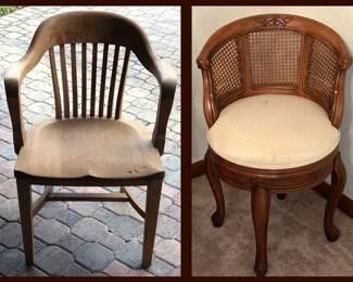 Antique Bankers Chair and Nice Caned Chair