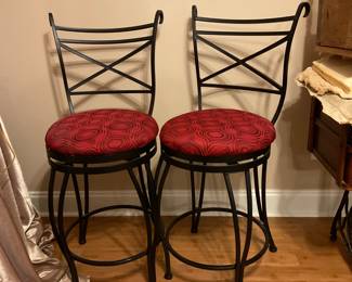 Pair of upholstered Metal bar stools 
