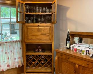 Solid wood tall Bar and Wine cabinet