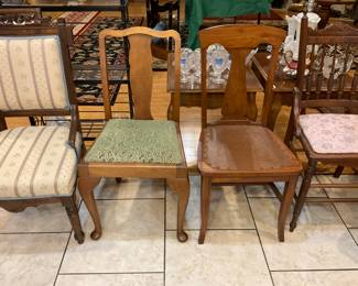 Various antique dining room chairs 