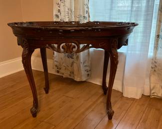 Vintage French style wooden oval accent table 