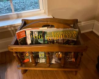 Vintage wooden magazine rack
