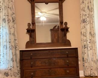 Gorgeous Victorian Eastlake  dresser with a marble top 