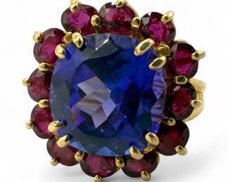 Tanzanite & Ruby 14K Yellow Gold Cocktail Ring