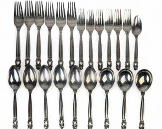 (22pc) Georg Jensen "Acorn" Sterling Silver Flatware Set