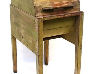 Rotary butter churn in original yellow paint