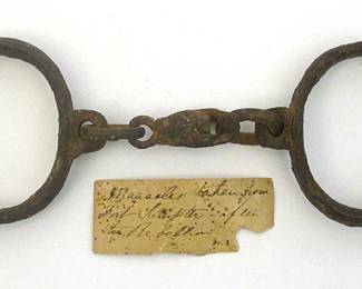 Civil War manacles with note of provenance
