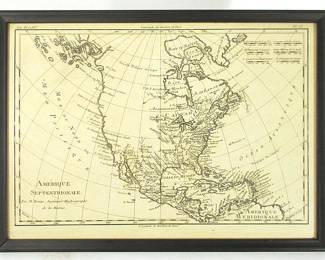Early map of America by Rigobert Bonne, Paris, 1780