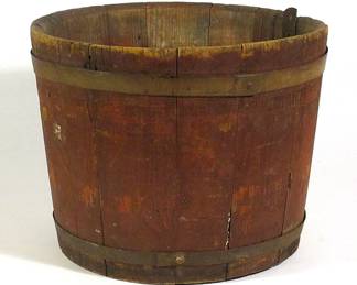 Sap bucket in original red paint and other primitives