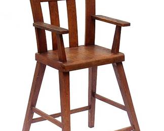 Unusual handmade Arts & Crafts oak high chair