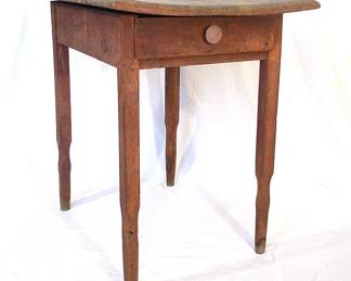 Tavern or work table in original salmon paint, 18th–early 19th century