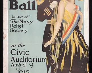 1915 Navy Ball poster and World War I homefront posters