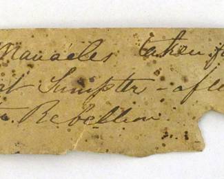 "Manacles taken from Fort Sumpter after the Rebellion"
